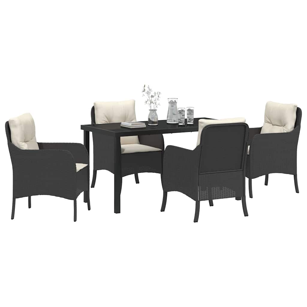 Have Spisebordssæt 5 stk. Sort polyrattan