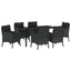 Have Spisebordssæt med pude 7 pcs Sort polyrattan