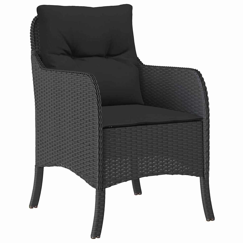 Have Spisebordssæt med pude 9 pcs Sort polyrattan