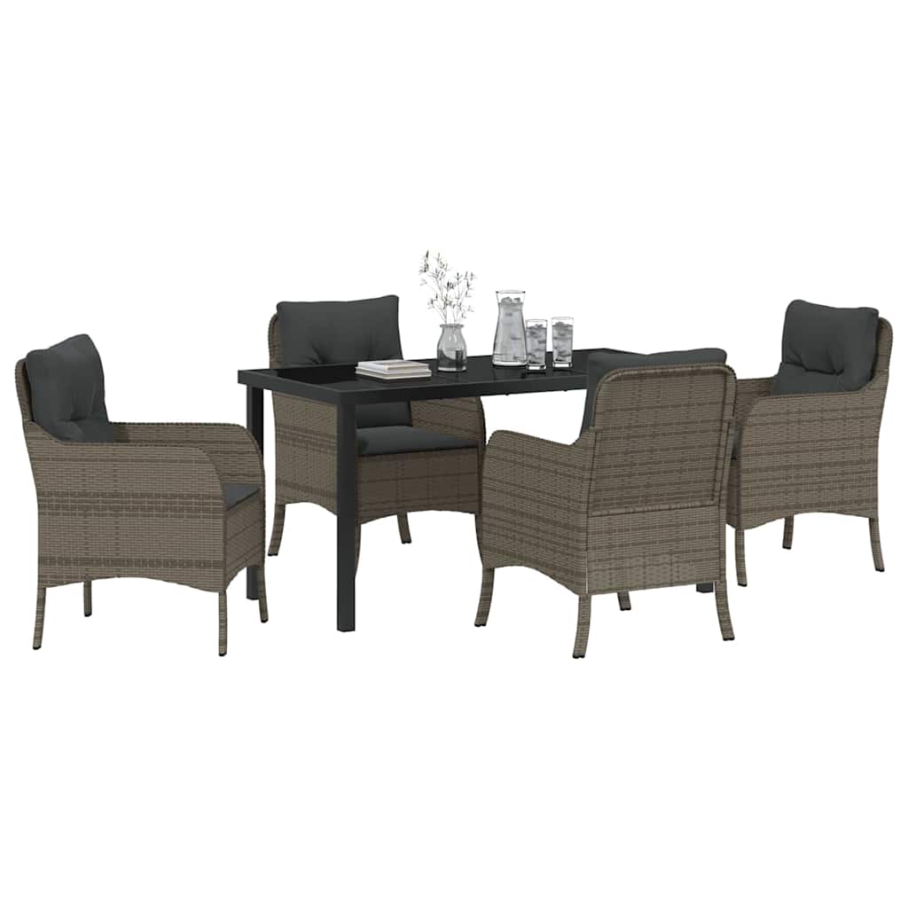 Have Spisebordssæt 5 stk. Grå polyrattan