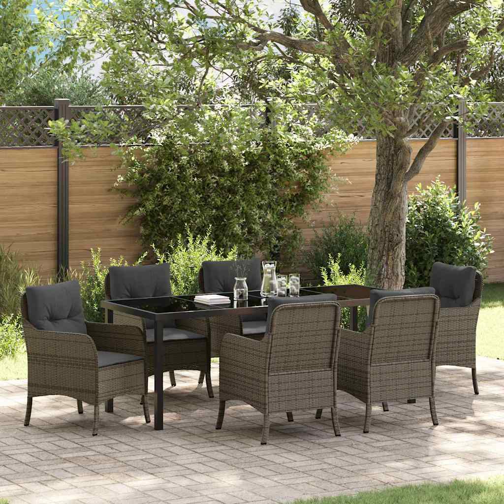 Have Spisebordssæt med pude 7 pcs Grå polyrattan