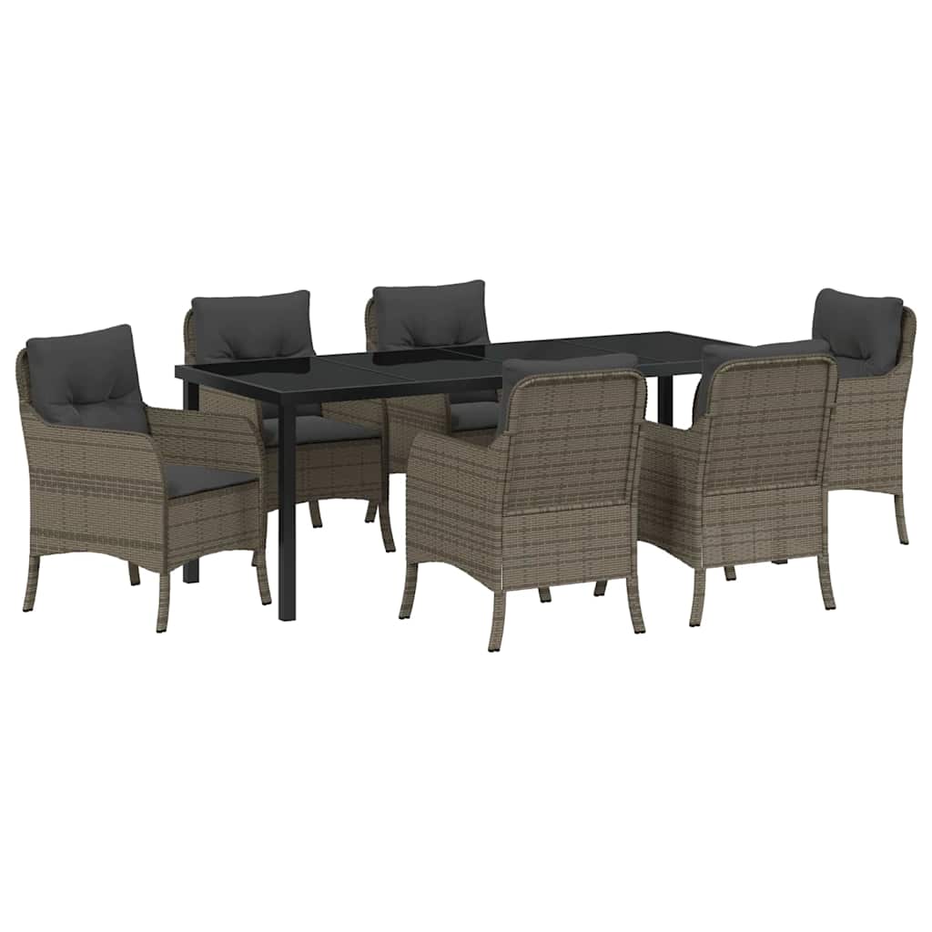Have Spisebordssæt med pude 7 pcs Grå polyrattan