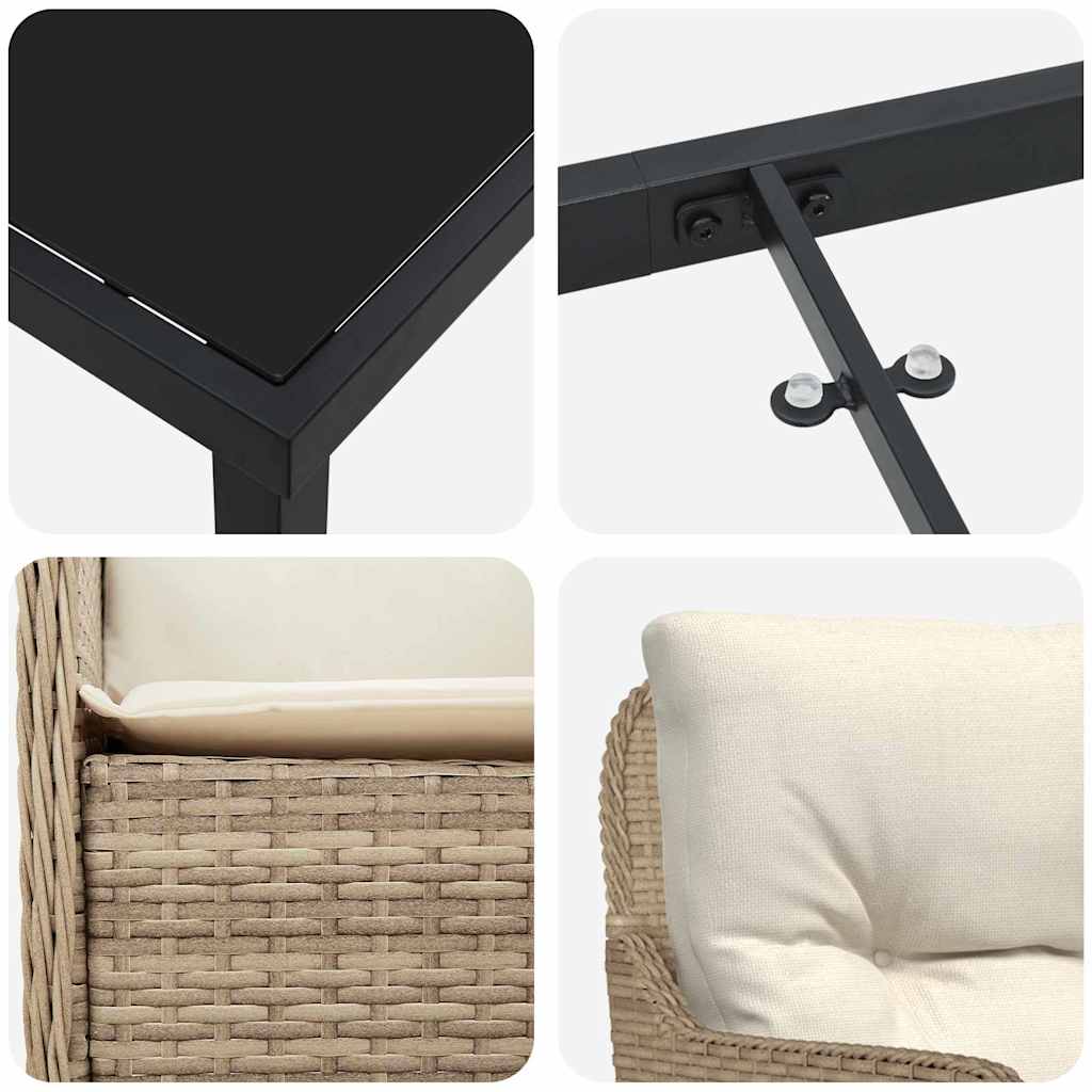 Have Spisebordssæt 5 stk. Beige polyrattan