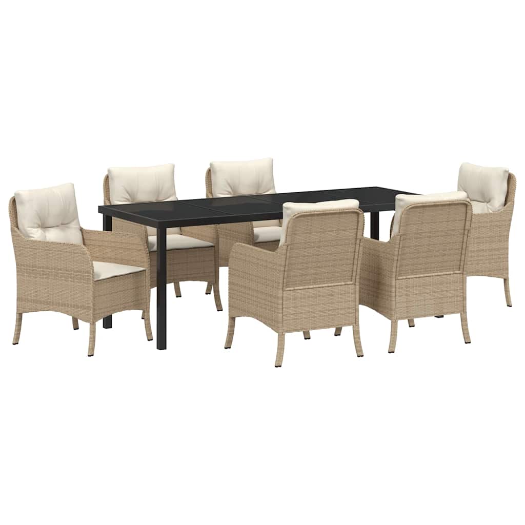 Have Spisebordssæt med pude 7 pcs Beige polyrattan
