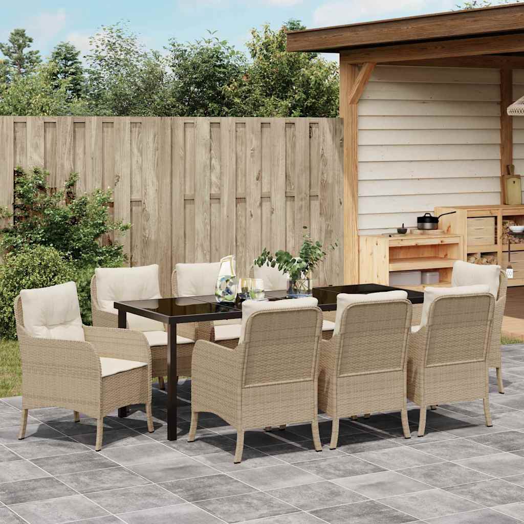 Have Spisebordssæt med pude 9 pcs Beige polyrattan
