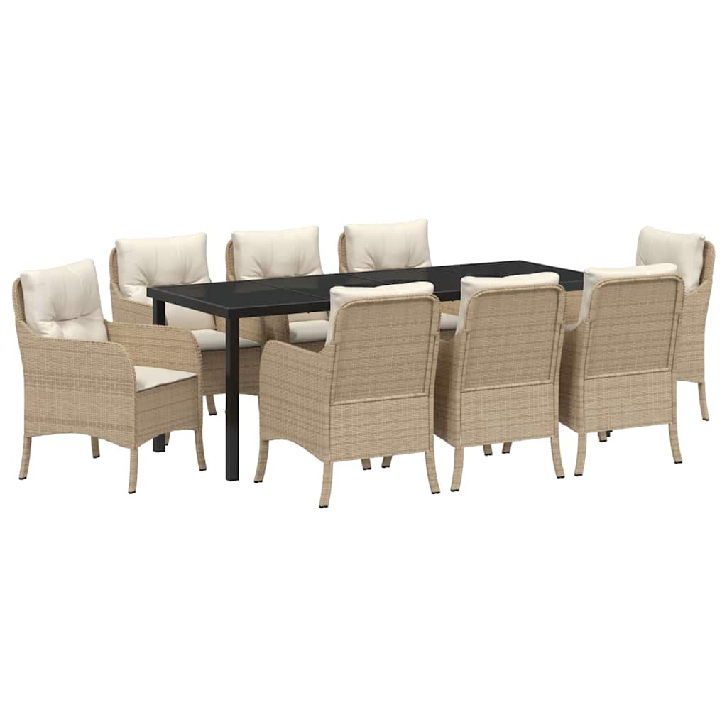 Have Spisebordssæt med pude 9 pcs Beige polyrattan
