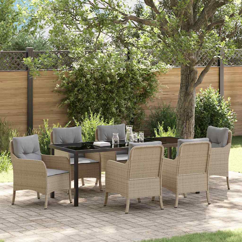 Have Spisebordssæt med pude 7 pcs Beige polyrattan