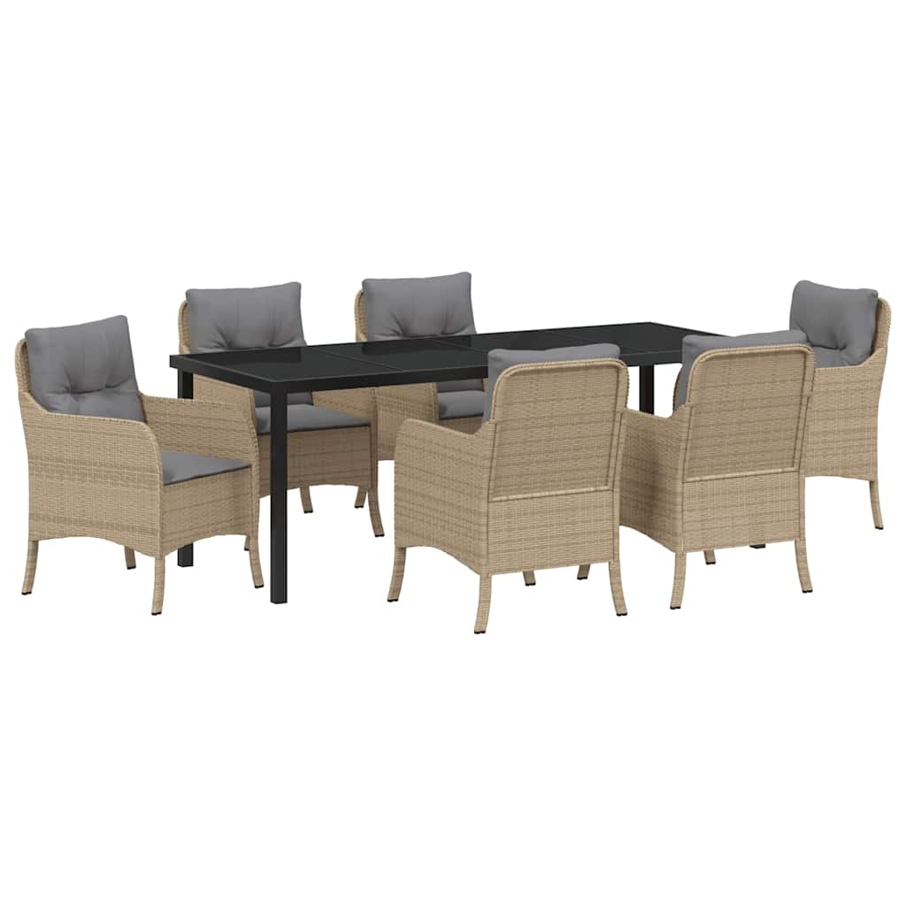 Have Spisebordssæt med pude 7 pcs Beige polyrattan