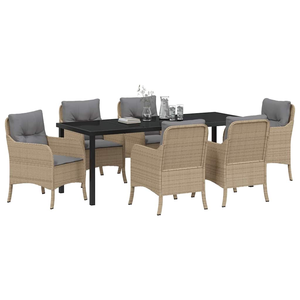 Have Spisebordssæt med pude 7 pcs Beige polyrattan