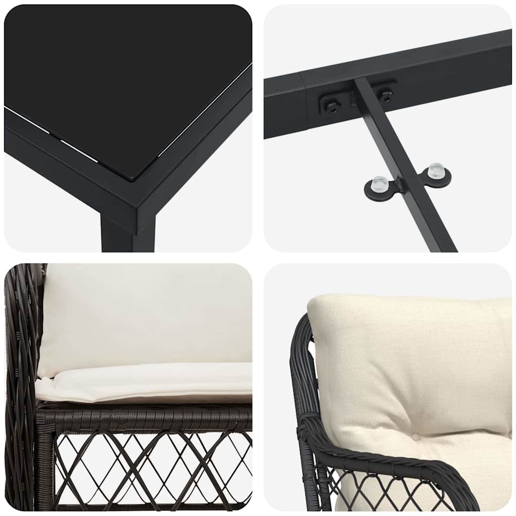 Have Spisebordssæt 5 stk. Sort polyrattan