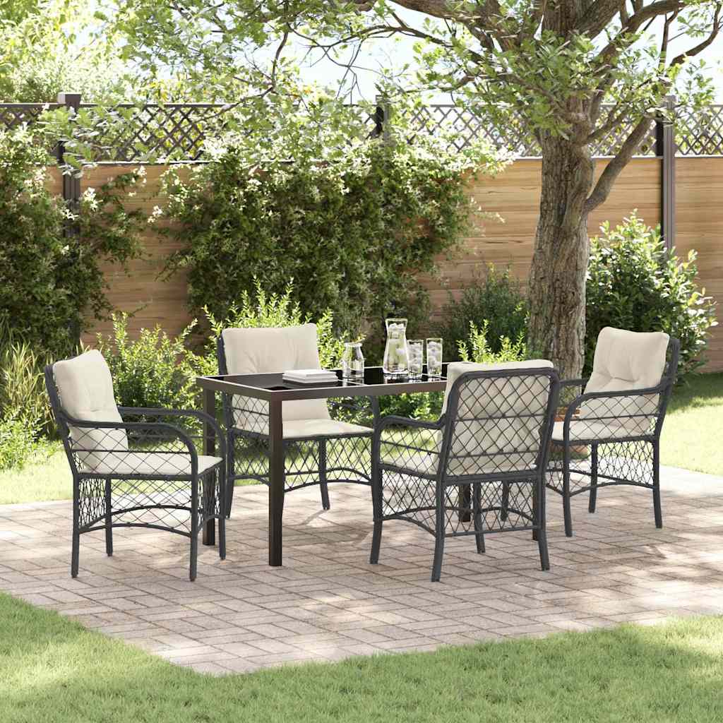 Have Spisebordssæt 5 stk. Sort polyrattan