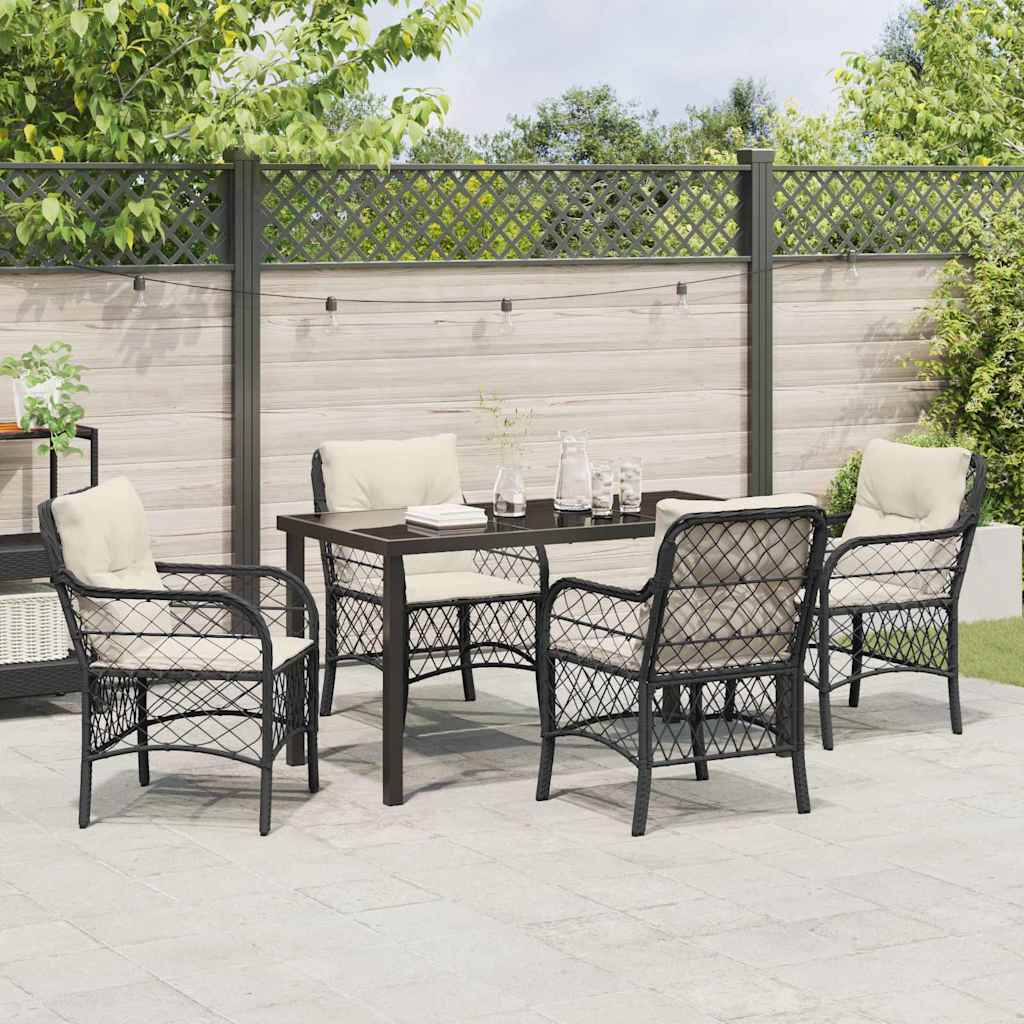 Have Spisebordssæt 5 stk. Sort polyrattan
