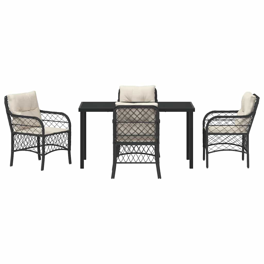 Have Spisebordssæt 5 stk. Sort polyrattan