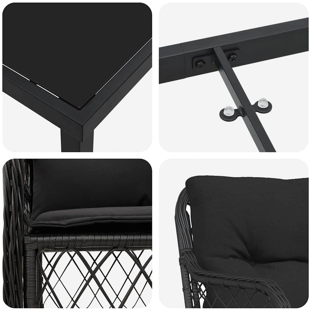 Have Spisebordssæt 5 stk. Sort polyrattan