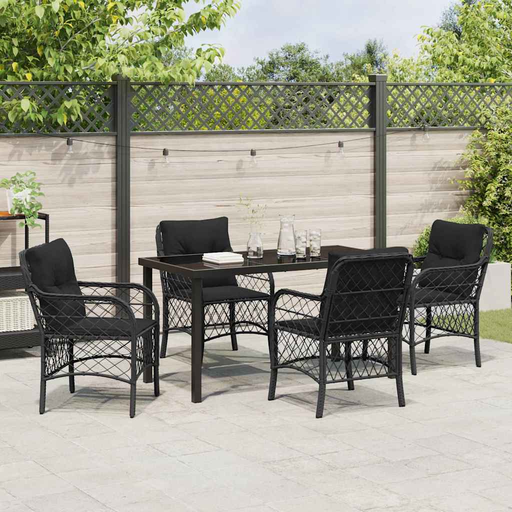 Have Spisebordssæt 5 stk. Sort polyrattan