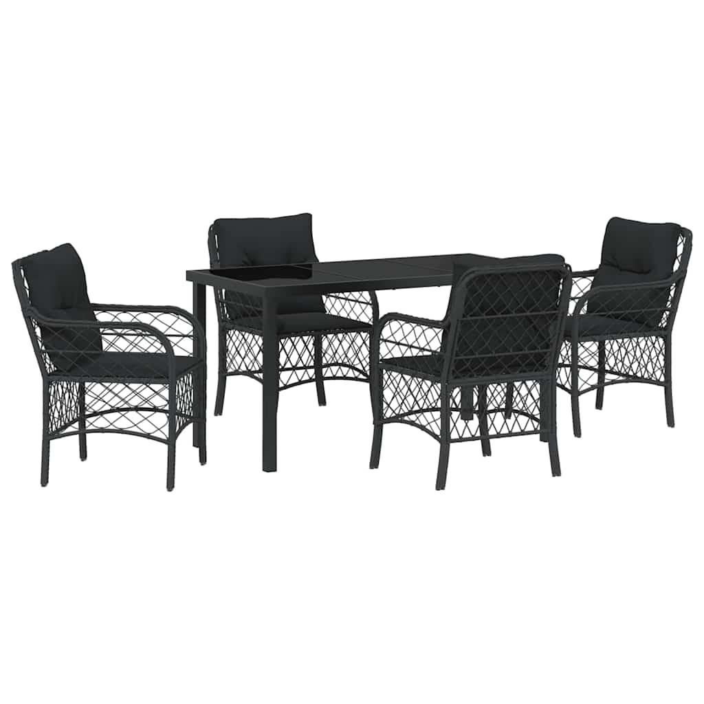 Have Spisebordssæt 5 stk. Sort polyrattan