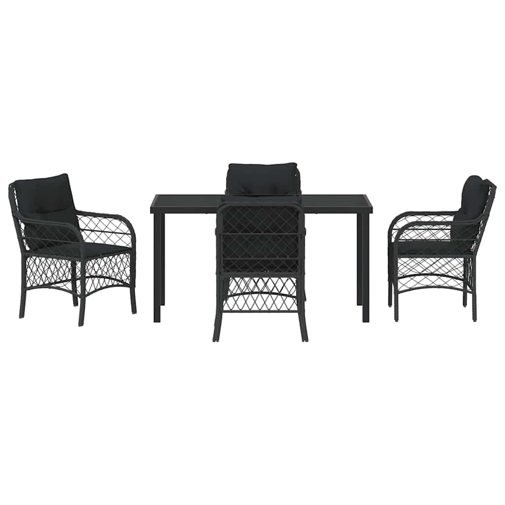 Have Spisebordssæt 5 stk. Sort polyrattan