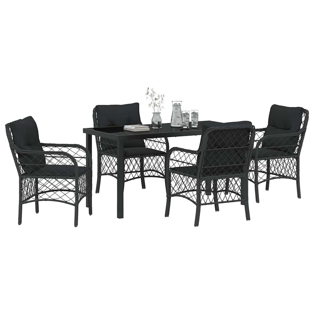 Have Spisebordssæt 5 stk. Sort polyrattan