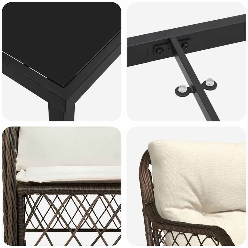 Have Spisebordssæt 5 stk. Brun polyrattan