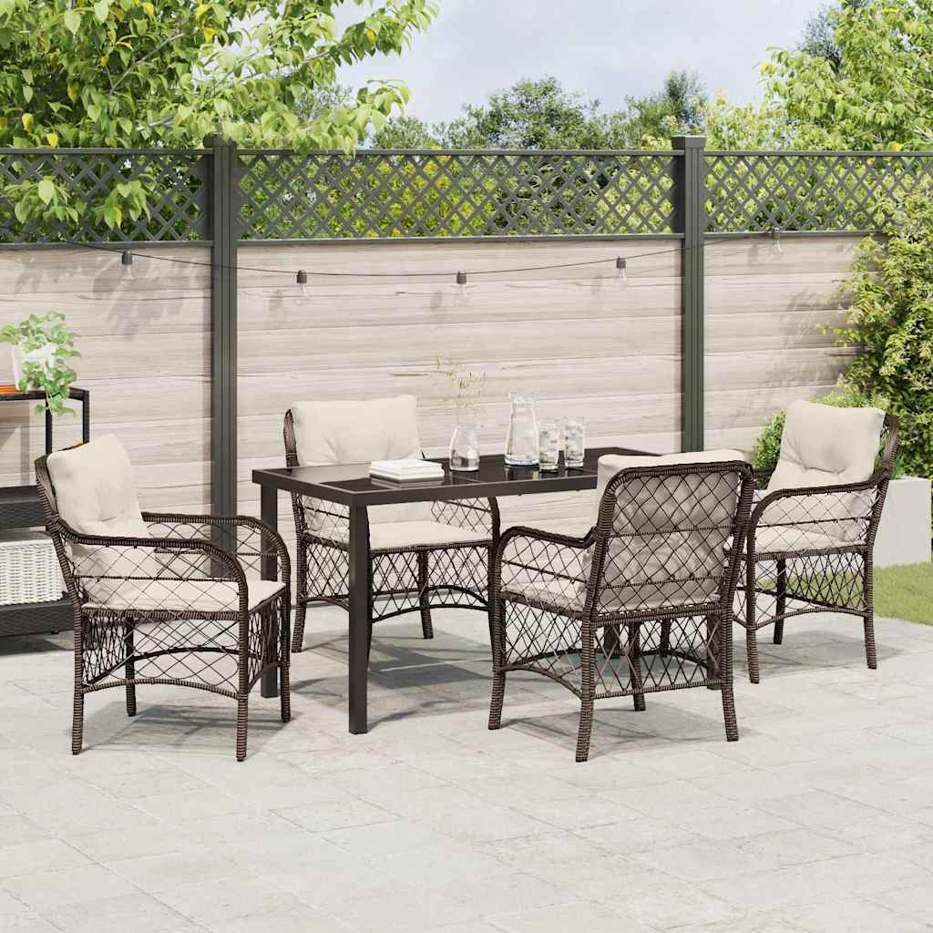 Have Spisebordssæt 5 stk. Brun polyrattan