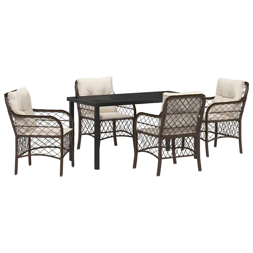 Have Spisebordssæt 5 stk. Brun polyrattan