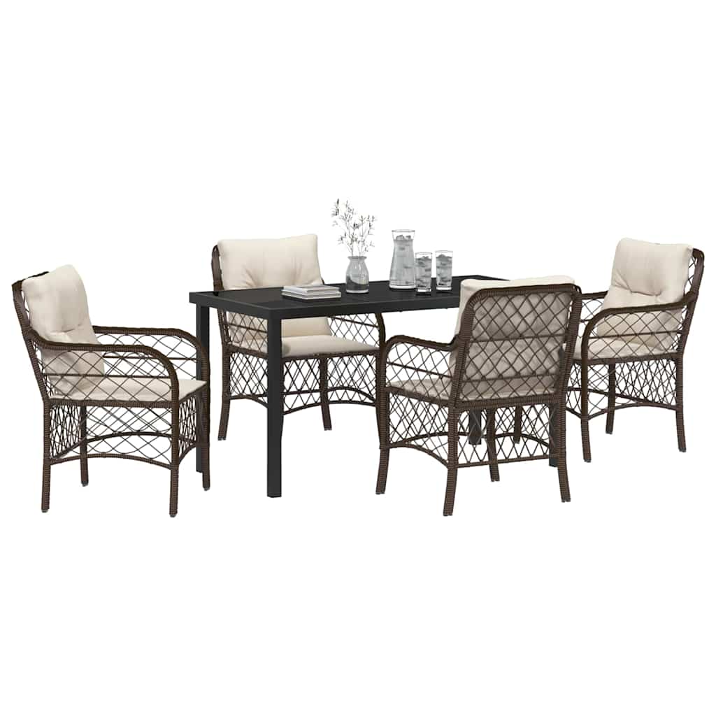Have Spisebordssæt 5 stk. Brun polyrattan