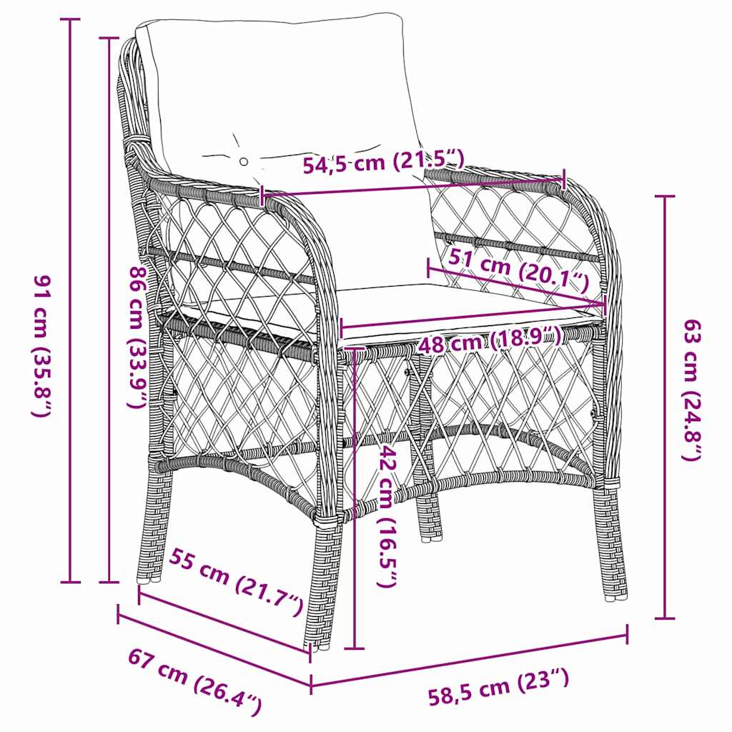 Have Spisebordssæt 5 stk. Brun polyrattan