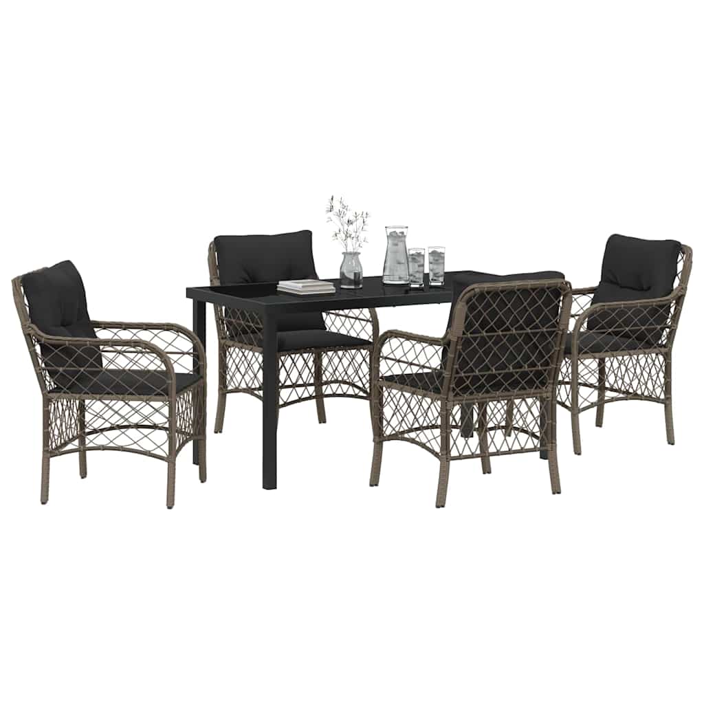 Have Spisebordssæt 5 stk. Grå polyrattan