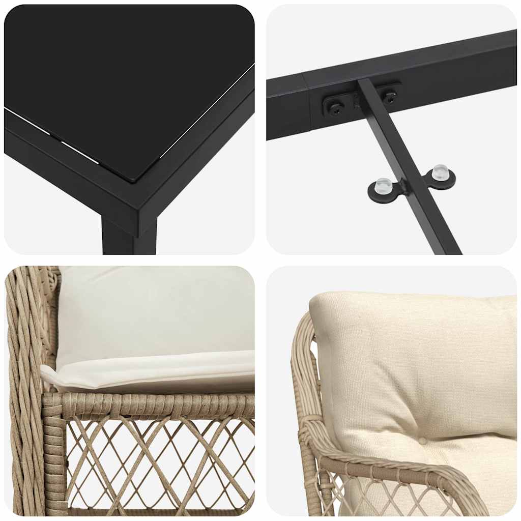 Have Spisebordssæt 5 stk. Beige polyrattan