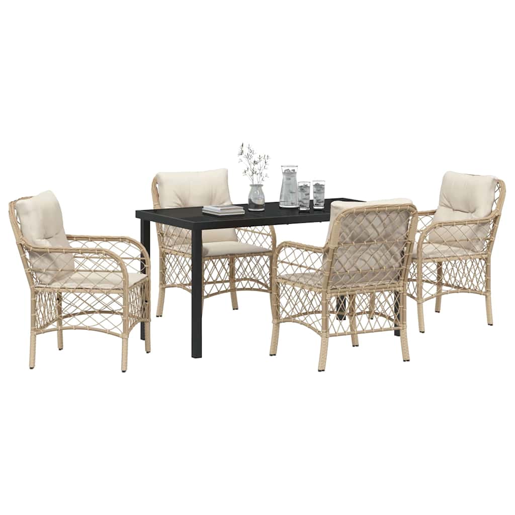Have Spisebordssæt 5 stk. Beige polyrattan