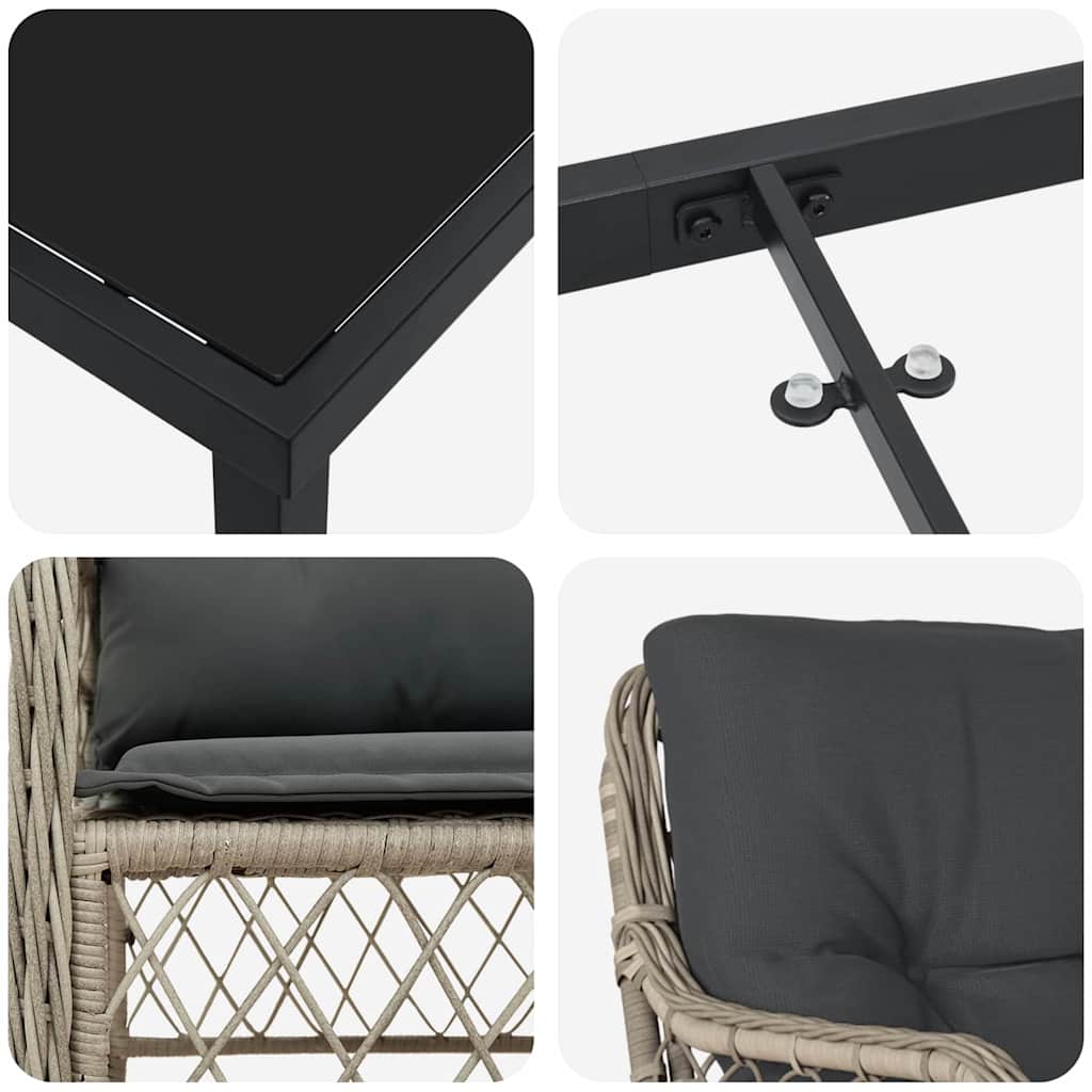 Have Spisebordssæt 5 stk. Lysegrå polyrattan