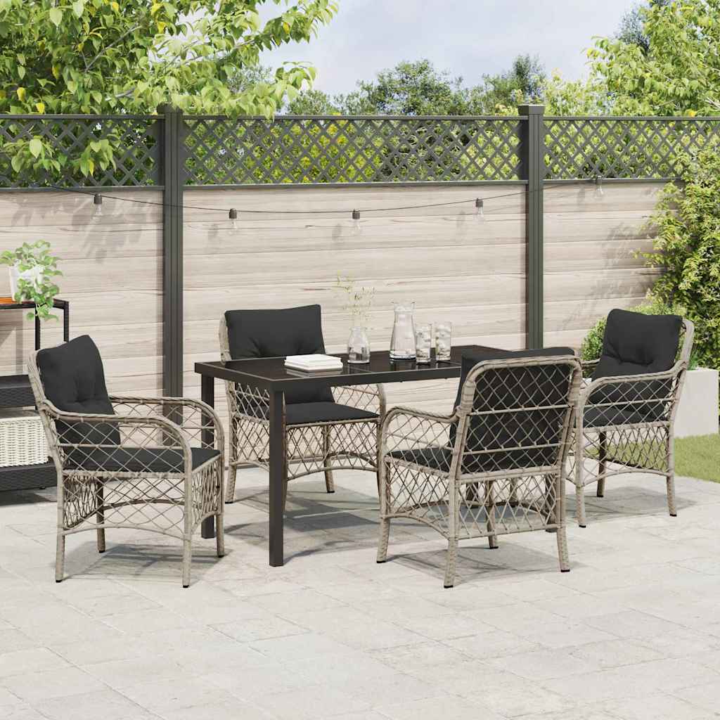 Have Spisebordssæt 5 stk. Lysegrå polyrattan