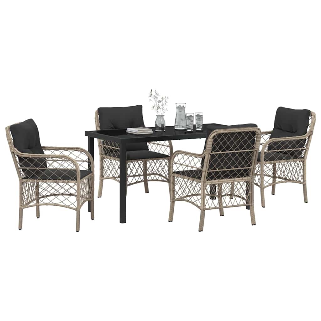 Have Spisebordssæt 5 stk. Lysegrå polyrattan