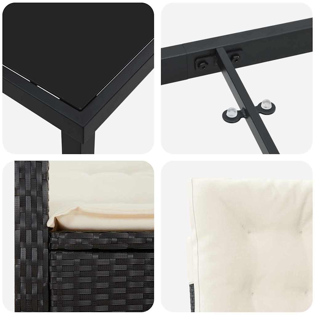 Have Spisebordssæt 5 stk. Sort polyrattan
