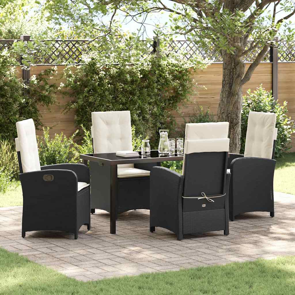 Have Spisebordssæt 5 stk. Sort polyrattan