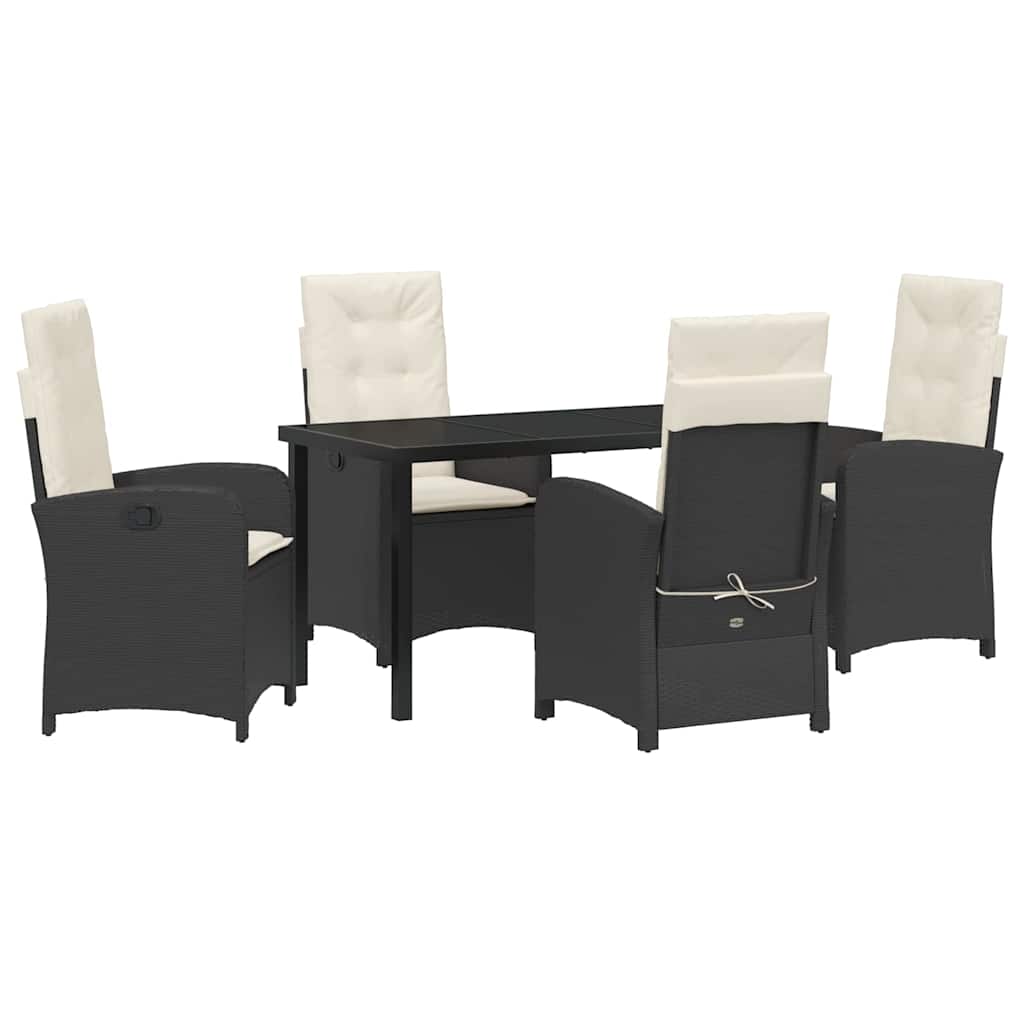 Have Spisebordssæt 5 stk. Sort polyrattan