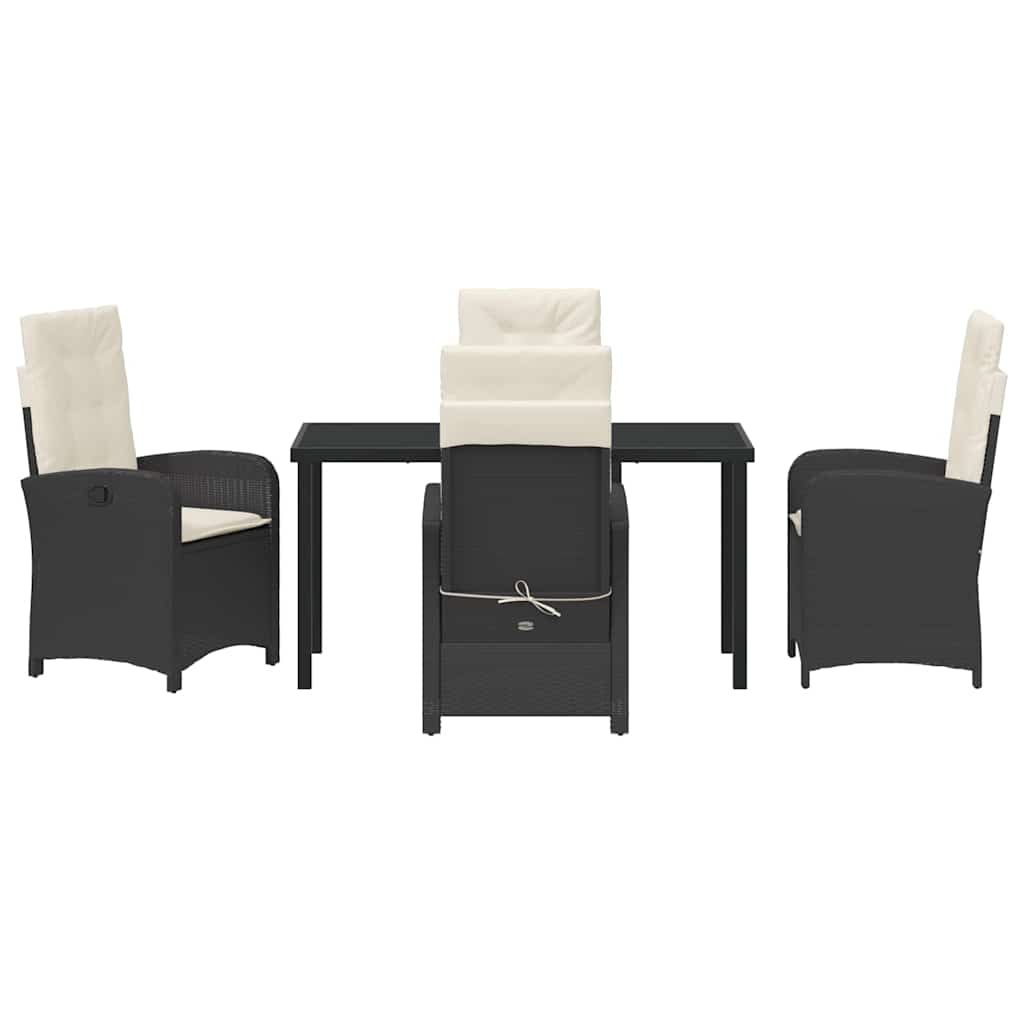 Have Spisebordssæt 5 stk. Sort polyrattan