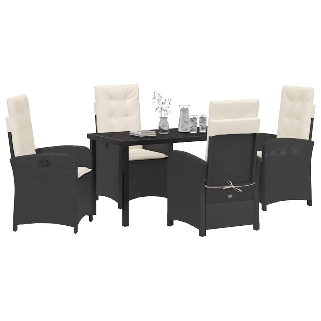 Have Spisebordssæt 5 stk. Sort polyrattan
