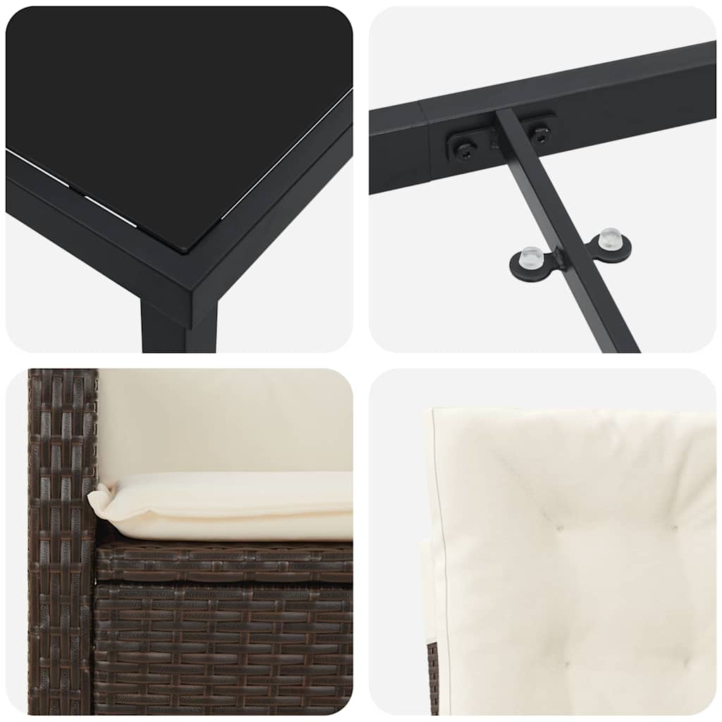 Have Spisebordssæt 5 stk. Brun polyrattan