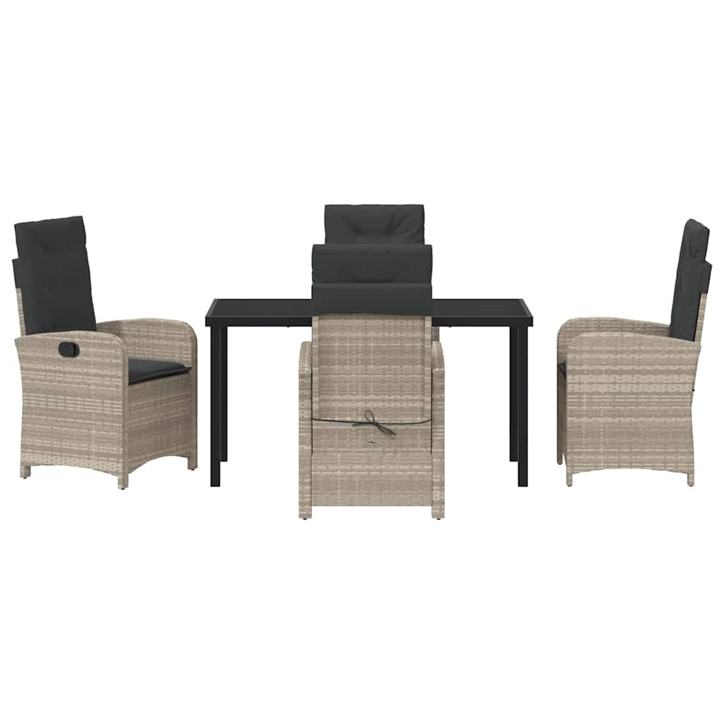 Have Spisebordssæt 5 stk. Lysegrå polyrattan