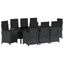 Have Spisebordssæt med pude 9 pcs Sort polyrattan