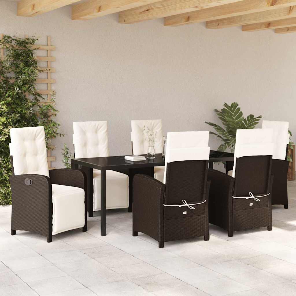 Have Spisebordssæt med pude 7 pcs Brun polyrattan