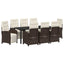 Have Spisebordssæt med pude 9 pcs Brun polyrattan