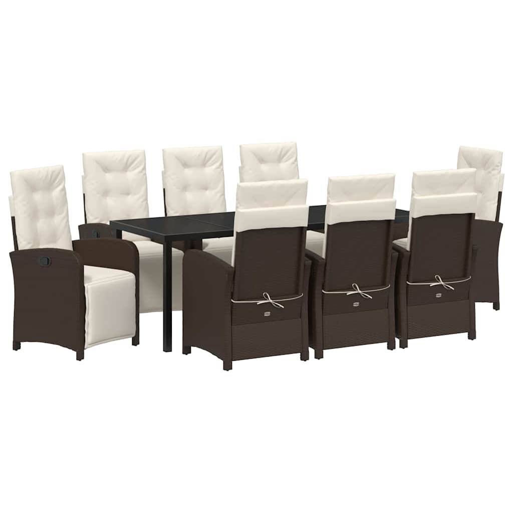 Have Spisebordssæt med pude 9 pcs Brun polyrattan