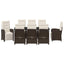 Have Spisebordssæt med pude 9 pcs Brun polyrattan