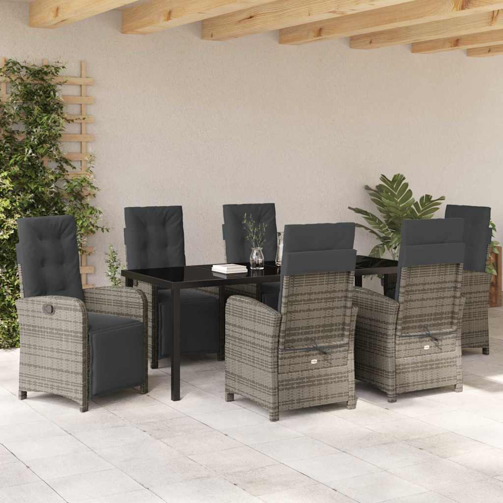 Have Spisebordssæt med pude 7 pcs Grå polyrattan