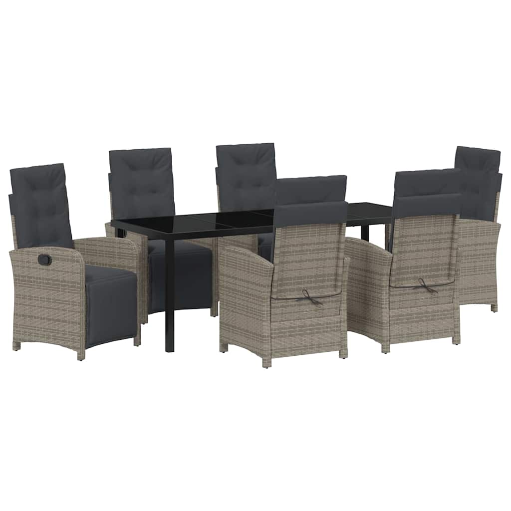 Have Spisebordssæt med pude 7 pcs Grå polyrattan