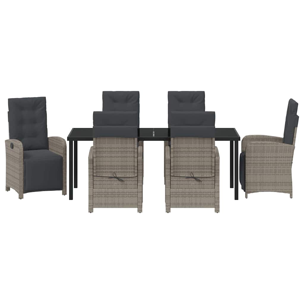 Have Spisebordssæt med pude 7 pcs Grå polyrattan