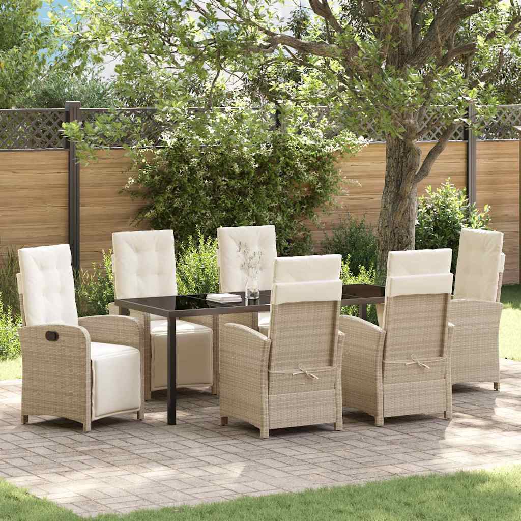 Have Spisebordssæt med pude 7 pcs Beige polyrattan