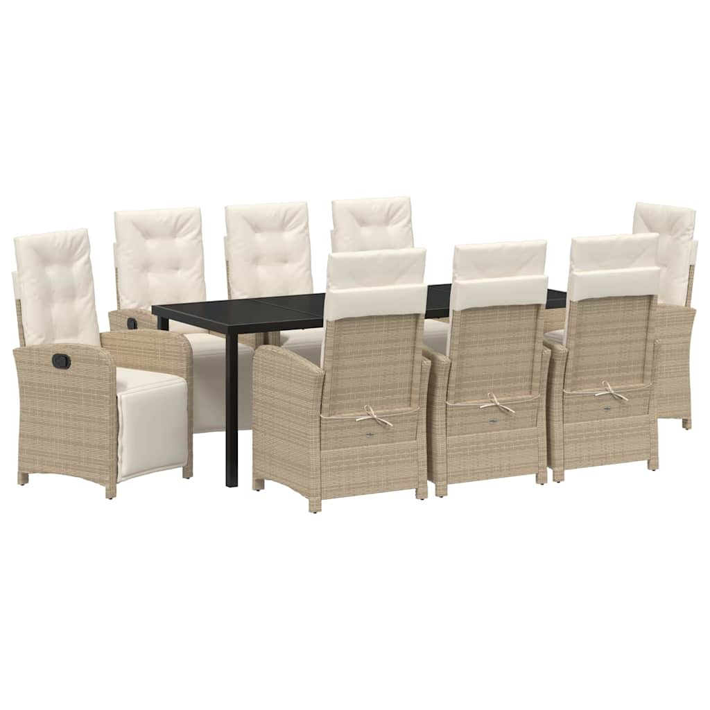 Have Spisebordssæt med pude 9 pcs Beige polyrattan